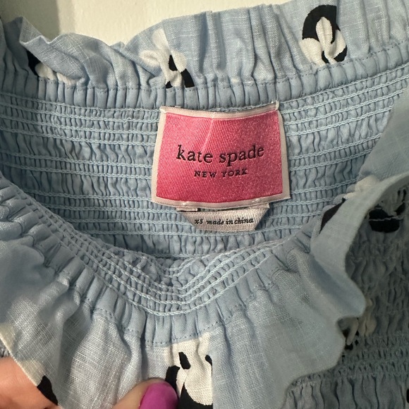 Kate Spade Floral Dot Smocked Midi Dress - Picture 2 of 8